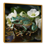 Green Frog On Glass Effect - Frog Framed Canvas Art