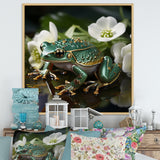 Green Frog On Glass Effect - Frog Framed Canvas Art