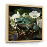 Green Frog On Glass Effect - Frog Framed Canvas Art