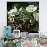 Green Frog On Glass Effect - Frog Framed Canvas Art
