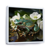 Green Frog On Glass Effect - Frog Framed Canvas Art