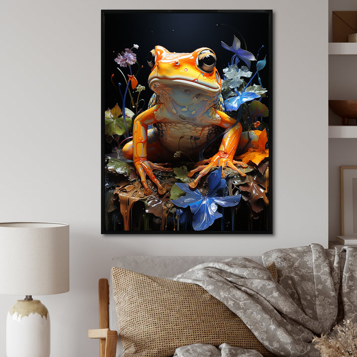 Orange Frog On Glass Effect - Frog Home Decor Art