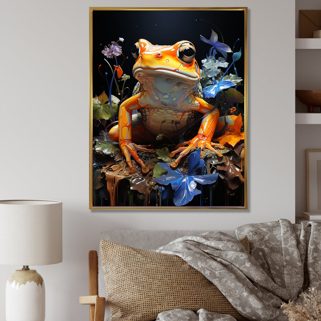 Orange Frog On Glass Effect - Frog Home Decor Art