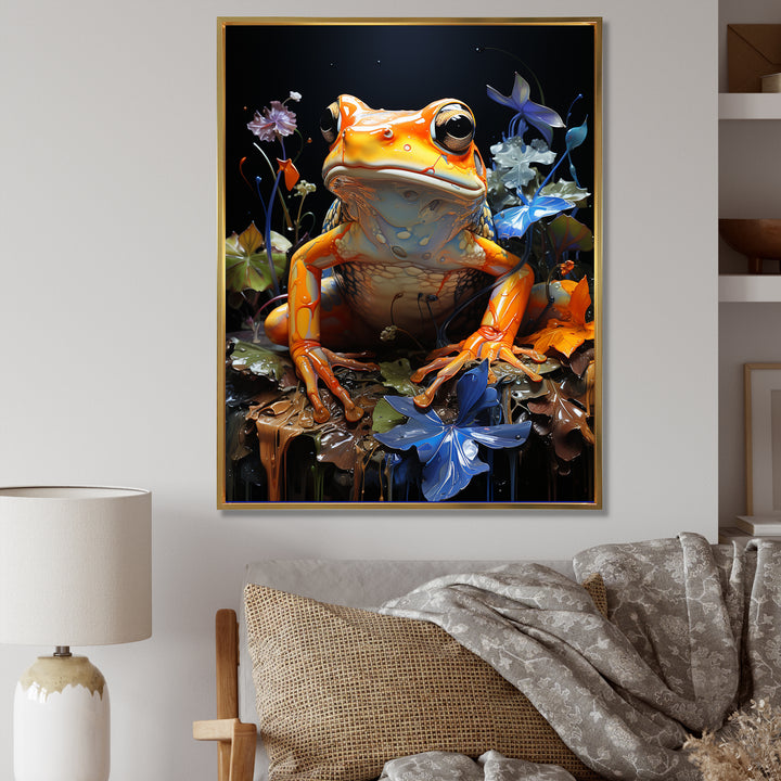 Orange Frog On Glass Effect - Frog Home Decor Art