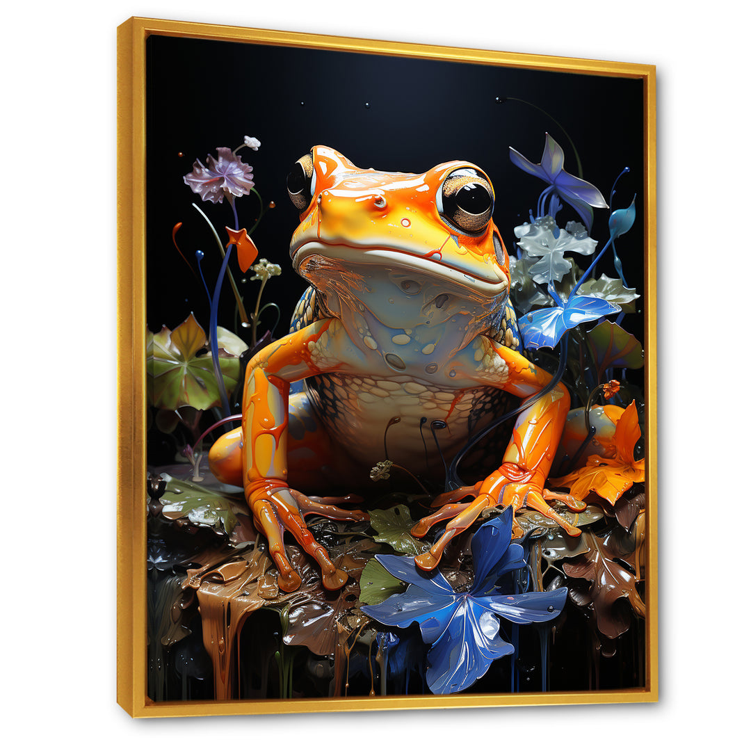 Orange Frog On Glass Effect - Frog Home Decor Art