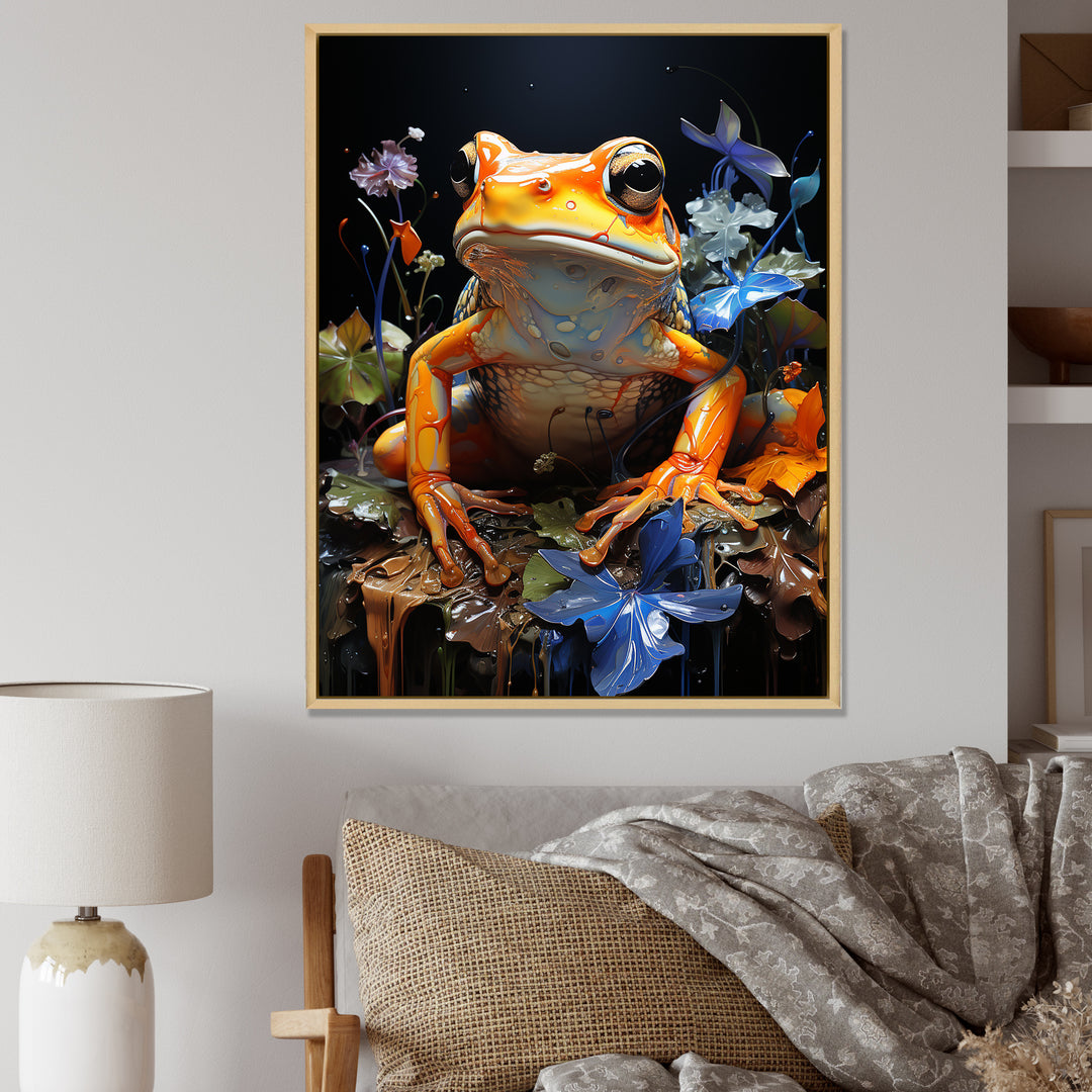 Orange Frog On Glass Effect - Frog Home Decor Art