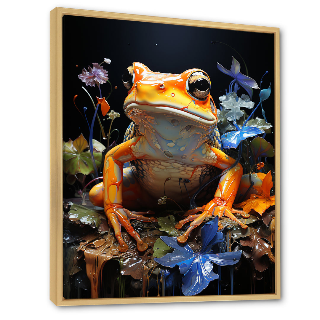 Orange Frog On Glass Effect - Frog Home Decor Art
