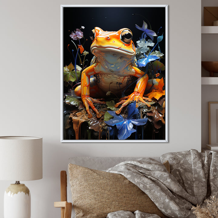 Orange Frog On Glass Effect - Frog Home Decor Art