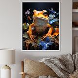 Orange Frog On Glass Effect - Frog Home Decor Art