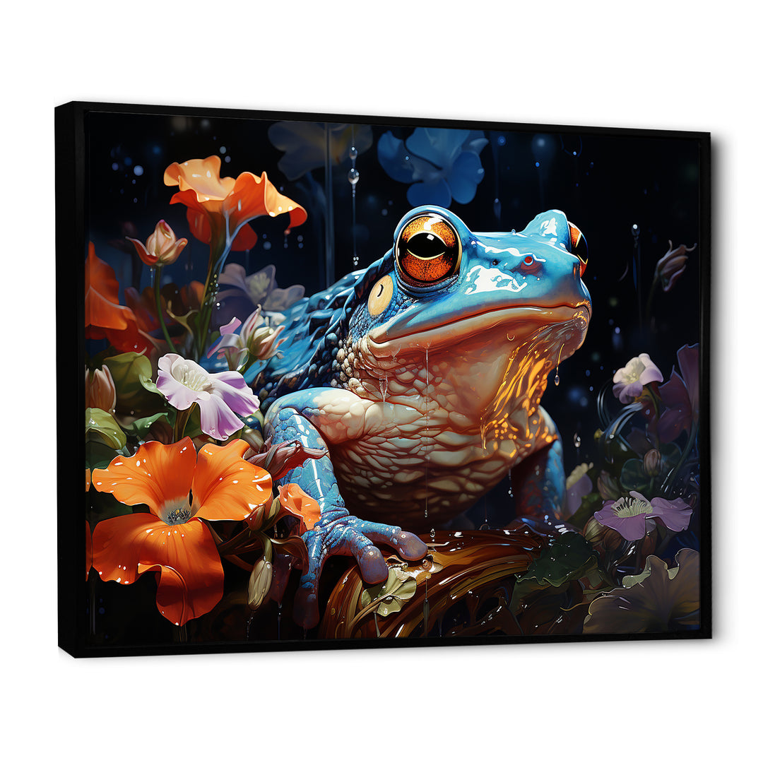 Blue Frog On Glass Effect - Frog Bedroom Wall Art