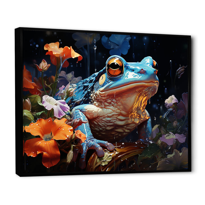Blue Frog On Glass Effect - Frog Bedroom Wall Art