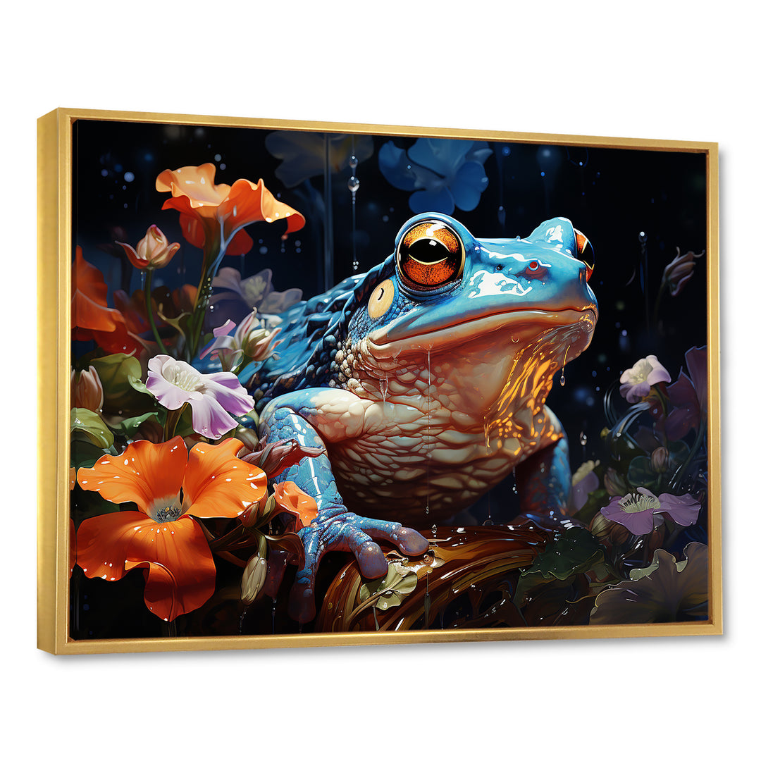 Blue Frog On Glass Effect - Frog Bedroom Wall Art