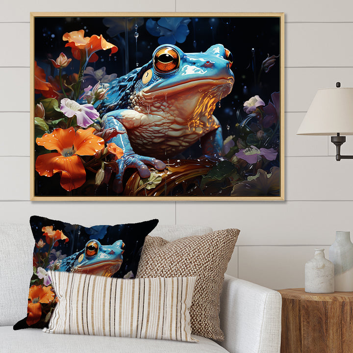 Blue Frog On Glass Effect - Frog Bedroom Wall Art