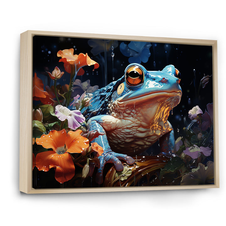 Blue Frog On Glass Effect - Frog Bedroom Wall Art