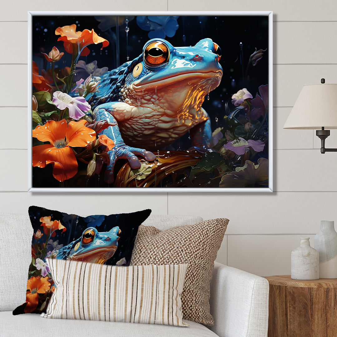 Blue Frog On Glass Effect - Frog Bedroom Wall Art