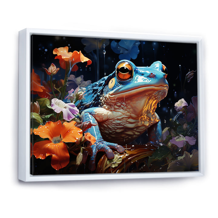 Blue Frog On Glass Effect - Frog Bedroom Wall Art