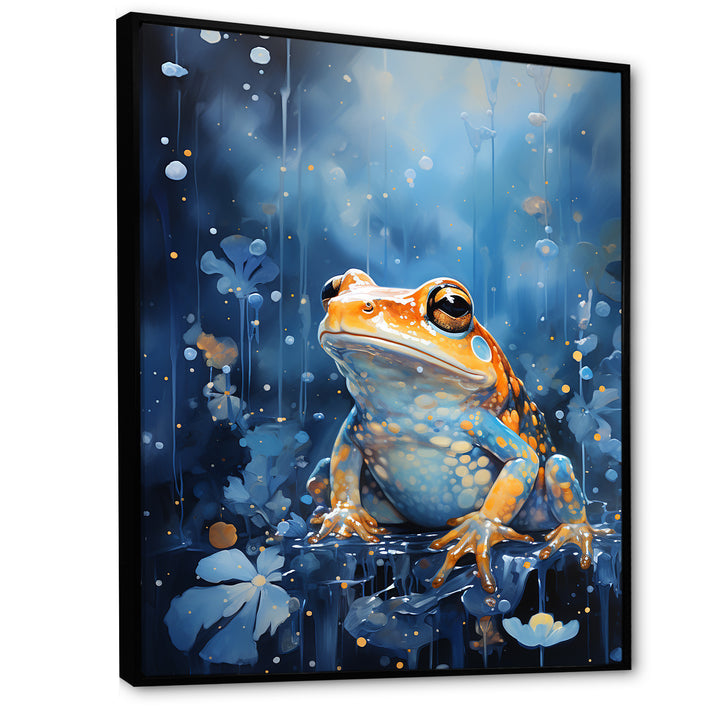 Abstract Representation Of Blue Frog - Frog Canvas Wall Art