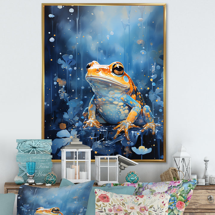 Abstract Representation Of Blue Frog - Frog Canvas Wall Art
