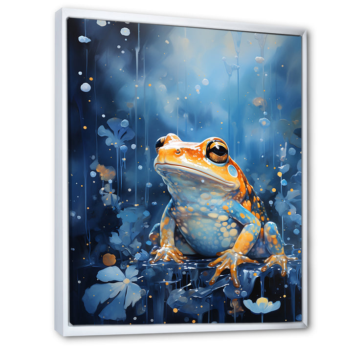 Abstract Representation Of Blue Frog - Frog Canvas Wall Art