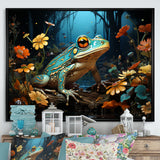 Abstract Representation Of Green Frog - Frog Canvas Wall Art