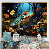 Abstract Representation Of Green Frog - Frog Canvas Wall Art