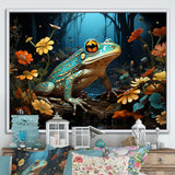 Abstract Representation Of Green Frog - Frog Canvas Wall Art