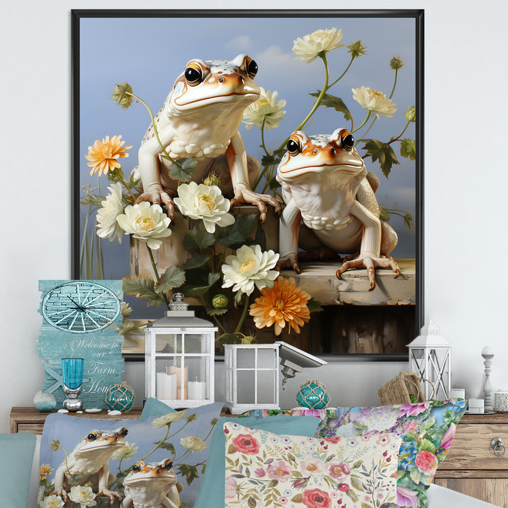 Contemporary Frog Serenity - Green Frog Wall Art