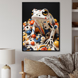 Multicolor Frog Liquid Art - White Frog Wall Art
