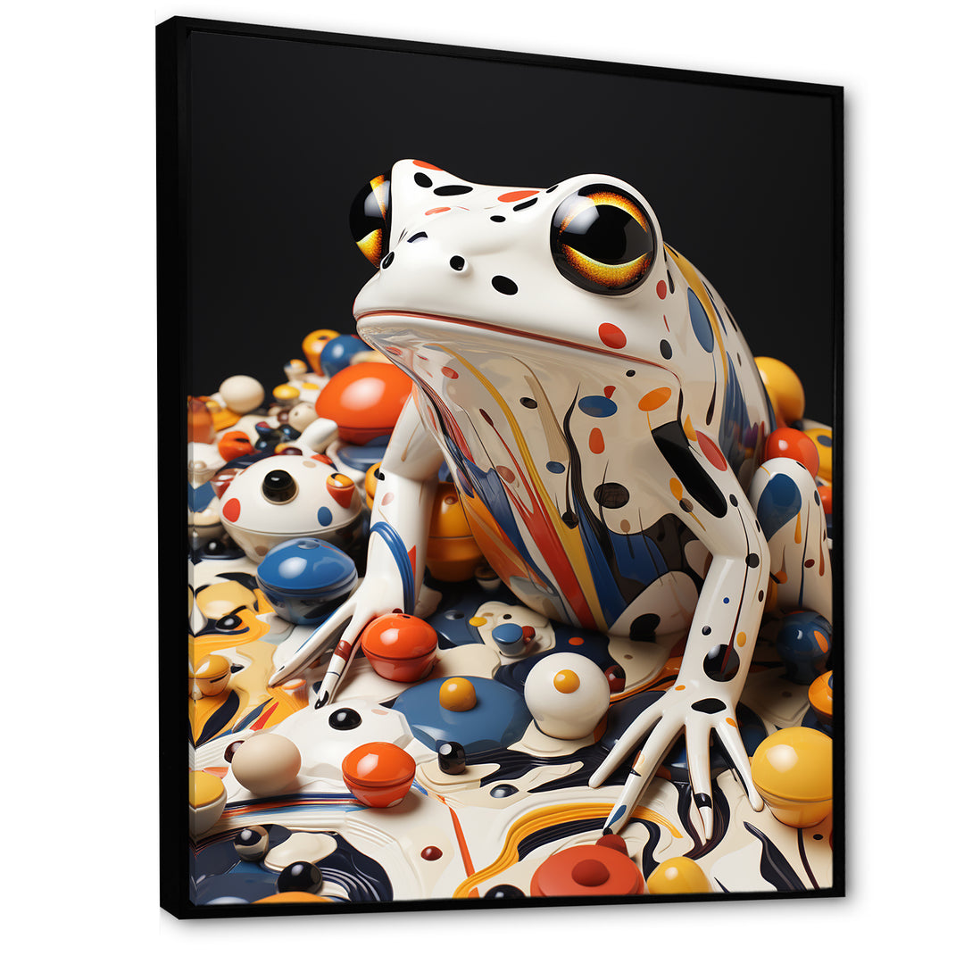 Multicolor Frog Liquid Art - White Frog Wall Art