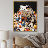 Multicolor Frog Liquid Art - White Frog Wall Art
