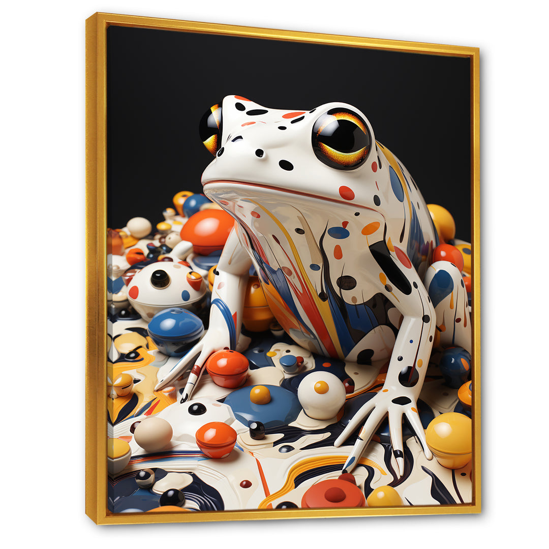 Multicolor Frog Liquid Art - White Frog Wall Art