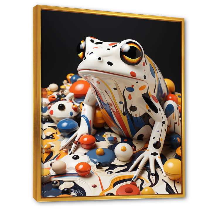 Multicolor Frog Liquid Art - White Frog Wall Art