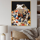 Multicolor Frog Liquid Art - White Frog Wall Art