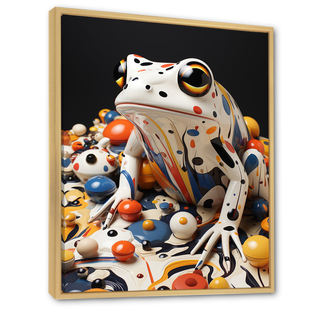 Multicolor Frog Liquid Art - White Frog Wall Art
