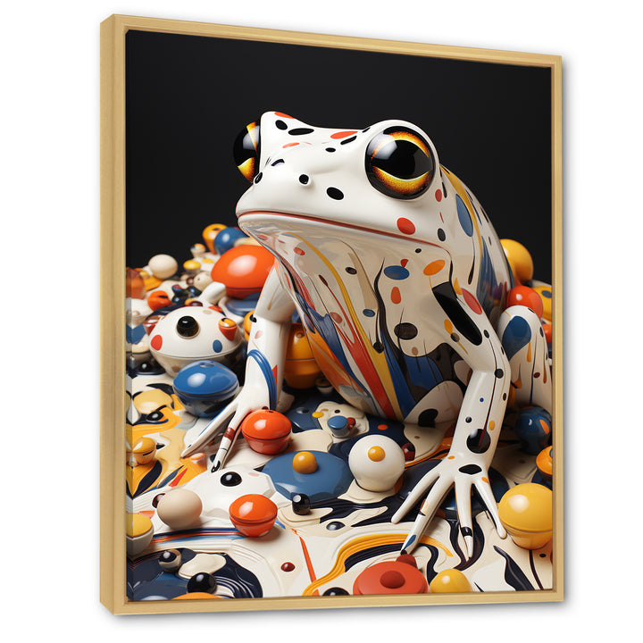 Multicolor Frog Liquid Art - White Frog Wall Art