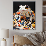 Multicolor Frog Liquid Art - White Frog Wall Art