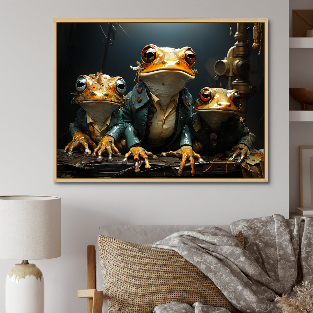 Frog Mafia Monarchy - Frog Framed Canvas Art