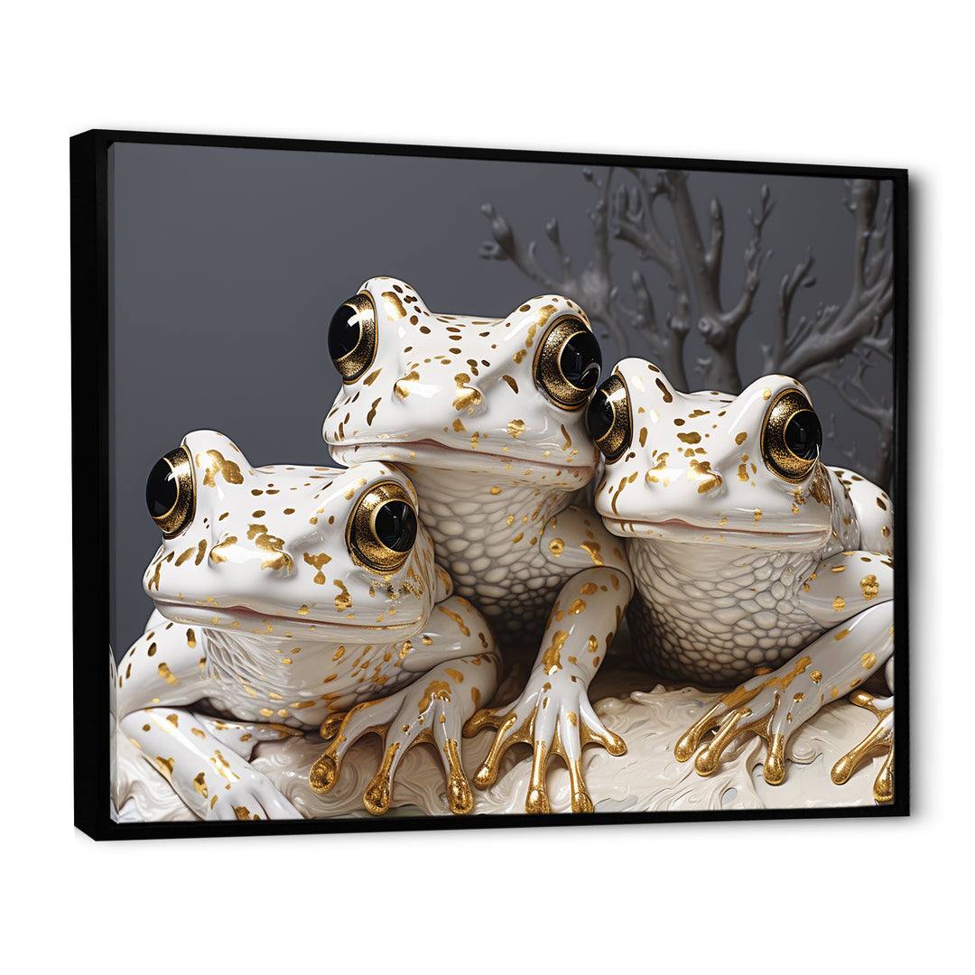 Pop Art White Frogs Portrait - Frog Bedroom Wall Art