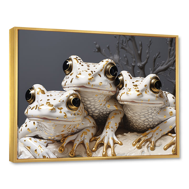 Pop Art White Frogs Portrait - Frog Bedroom Wall Art