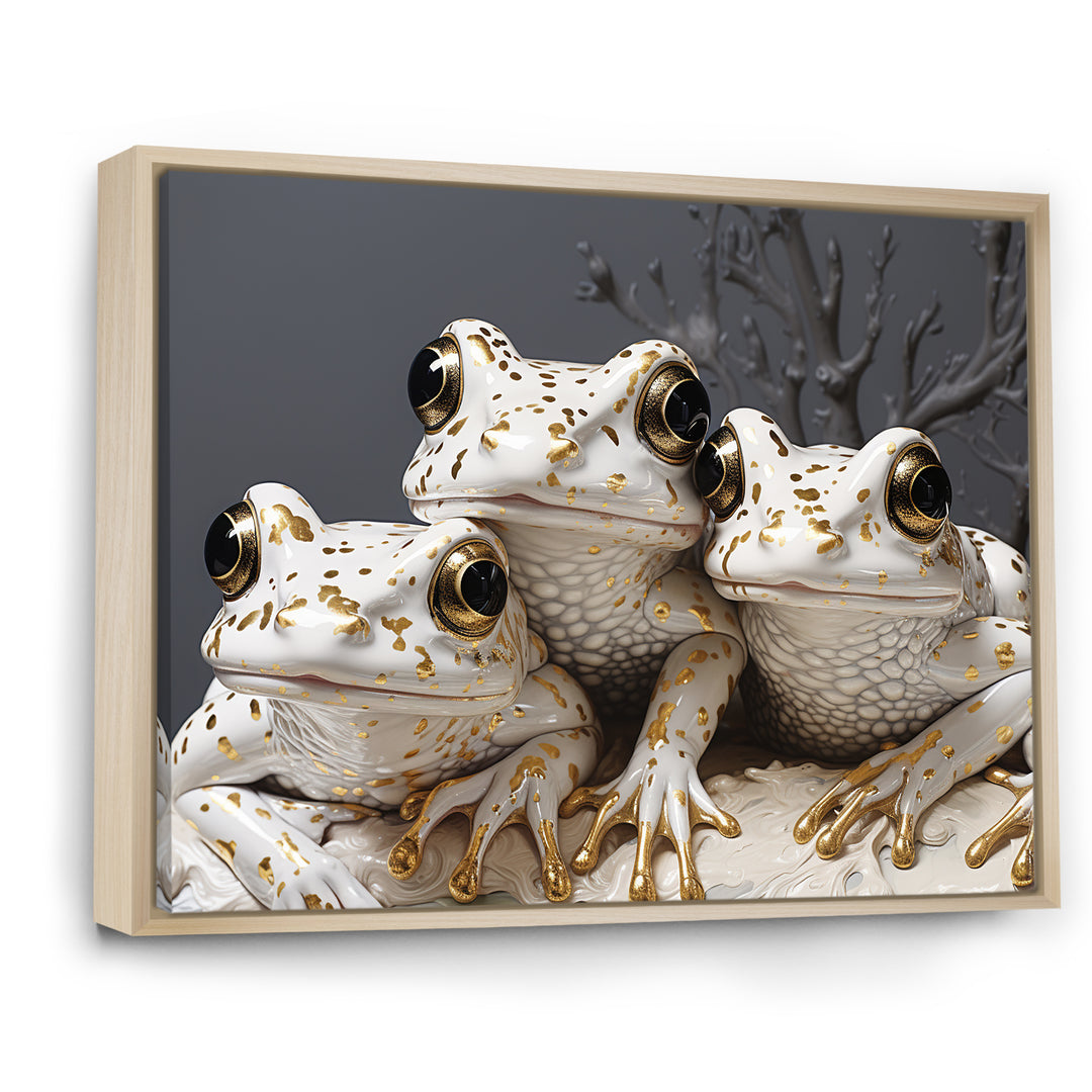 Pop Art White Frogs Portrait - Frog Bedroom Wall Art