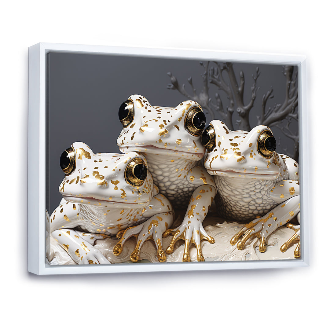 Pop Art White Frogs Portrait - Frog Bedroom Wall Art