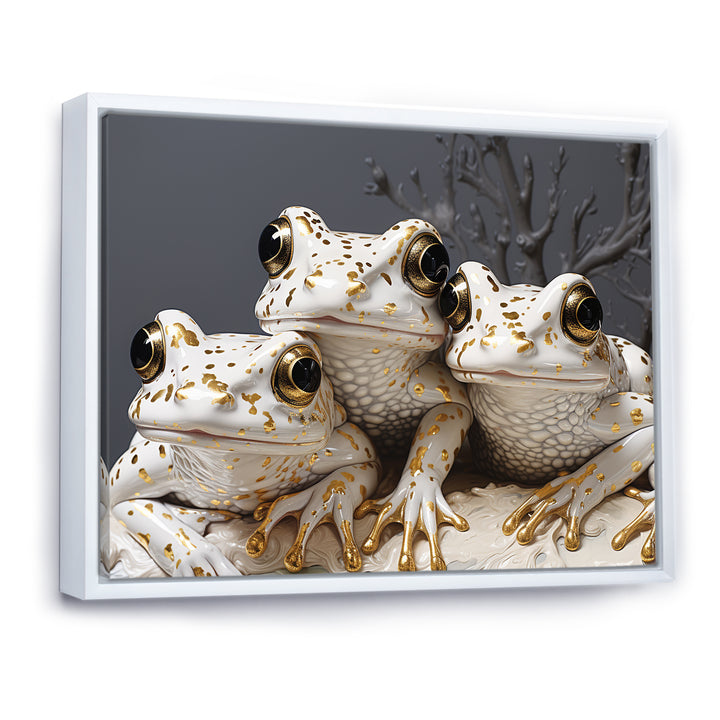 Pop Art White Frogs Portrait - Frog Bedroom Wall Art