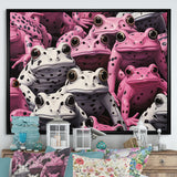 White And Pink Pop Art Frog - Frog Canvas Wall Art