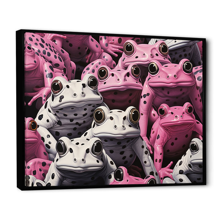 White And Pink Pop Art Frog - Frog Canvas Wall Art