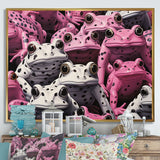 White And Pink Pop Art Frog - Frog Canvas Wall Art