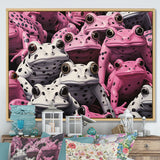 White And Pink Pop Art Frog - Frog Canvas Wall Art