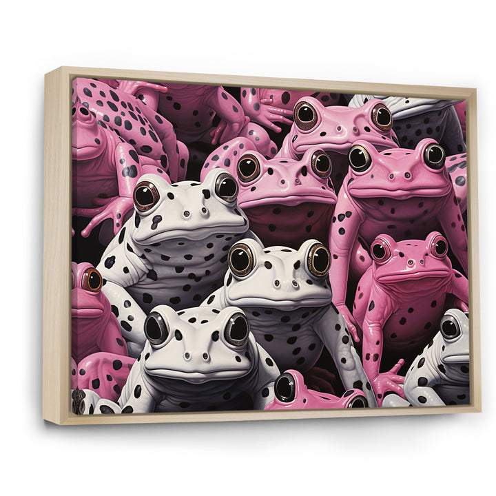 White And Pink Pop Art Frog - Frog Canvas Wall Art