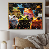 Multicolor Pop Art Frogs - Frog Canvas Wall Art