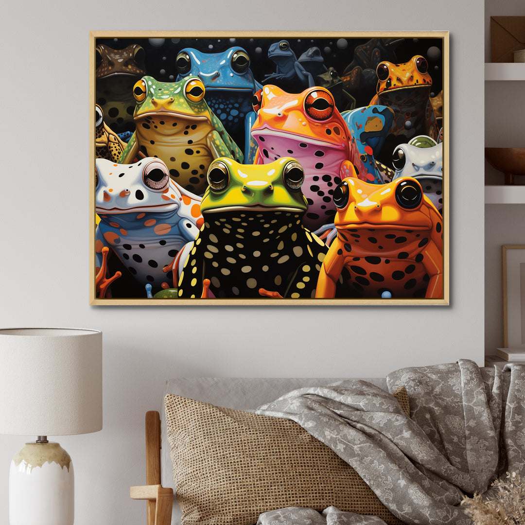 Multicolor Pop Art Frogs - Frog Canvas Wall Art