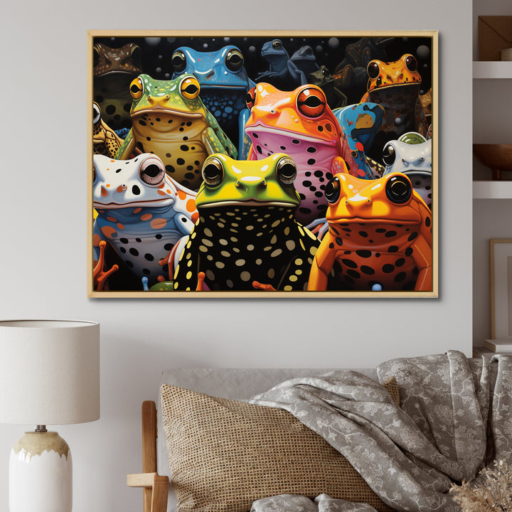Multicolor Pop Art Frogs - Frog Canvas Wall Art
